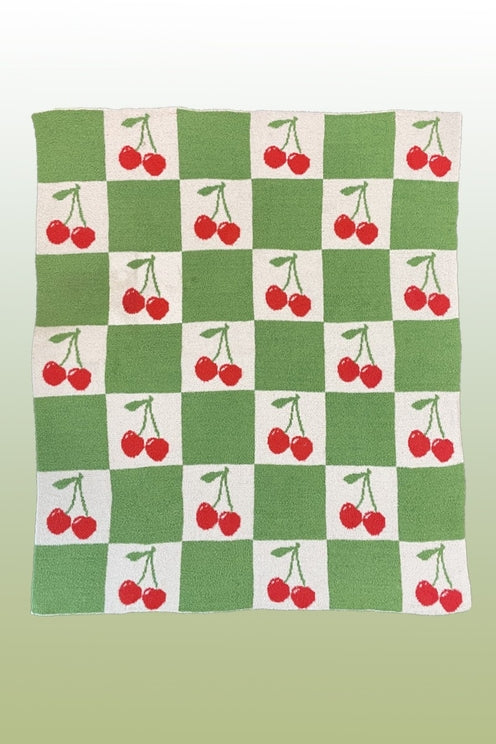 CHERRY CHECK COZY THROW BLANKET