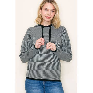 FOREST WAFFLE TEXTURE STRIPE HOODIE
