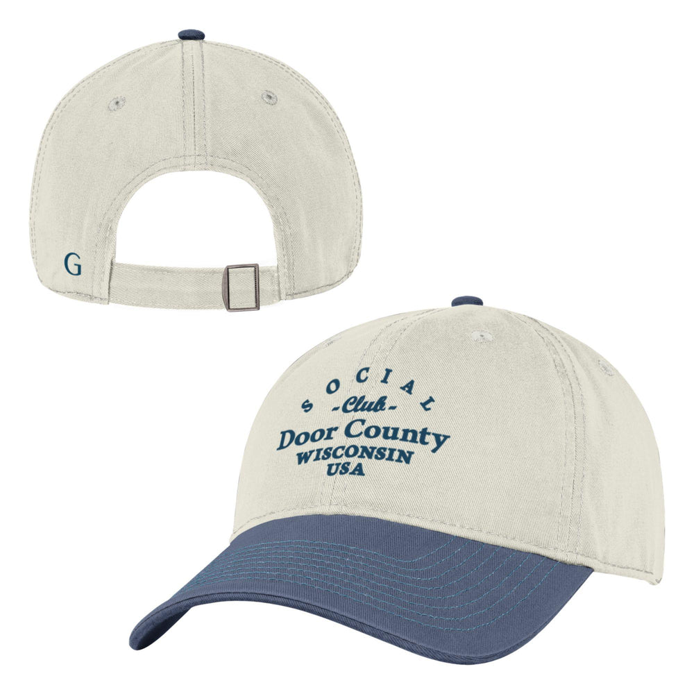 CHALK WHITE DOOR COUNTY SOCIAL CLUB BASEBALL HAT
