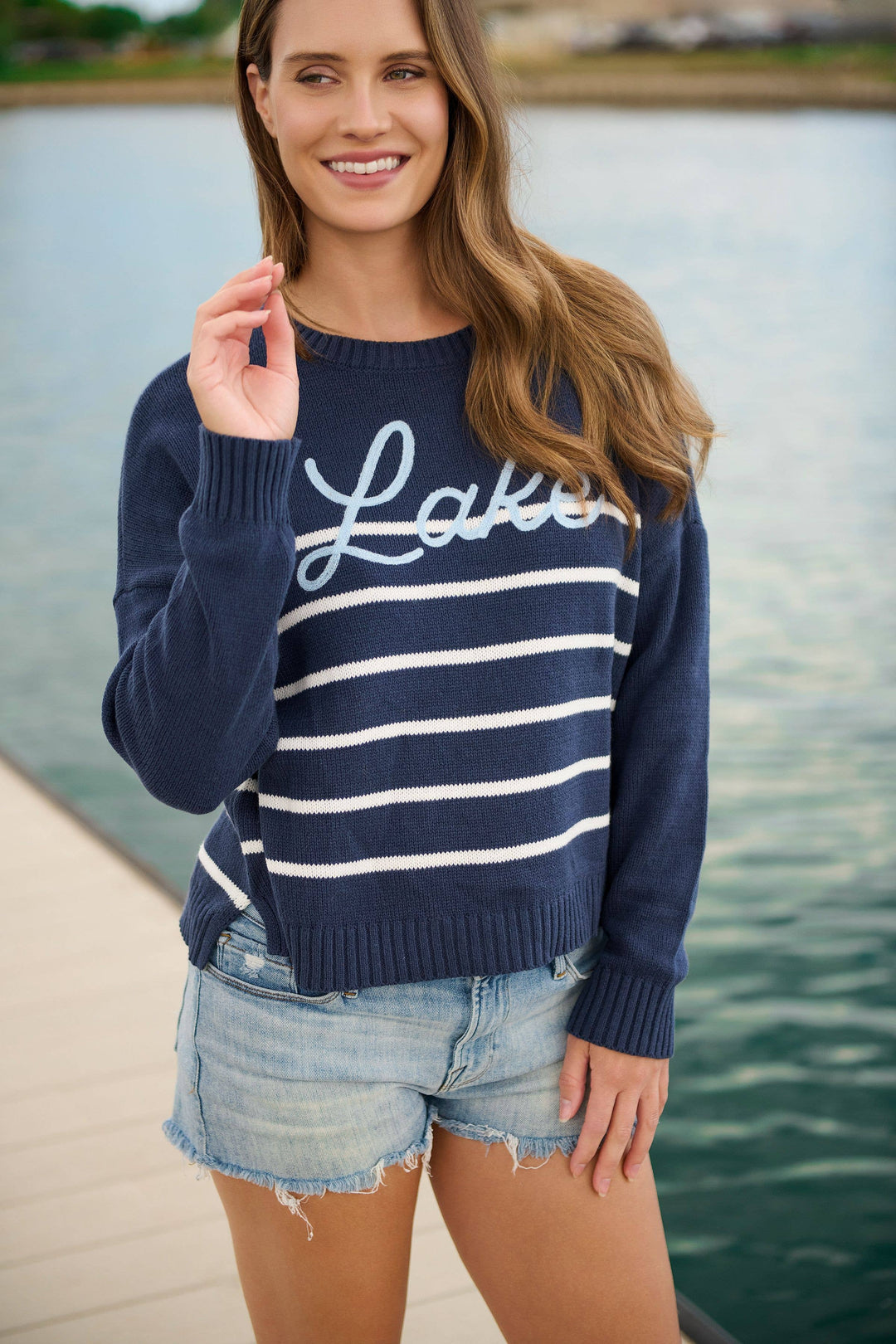 NAVY "LAKE" RELAXED FIT SWEATER