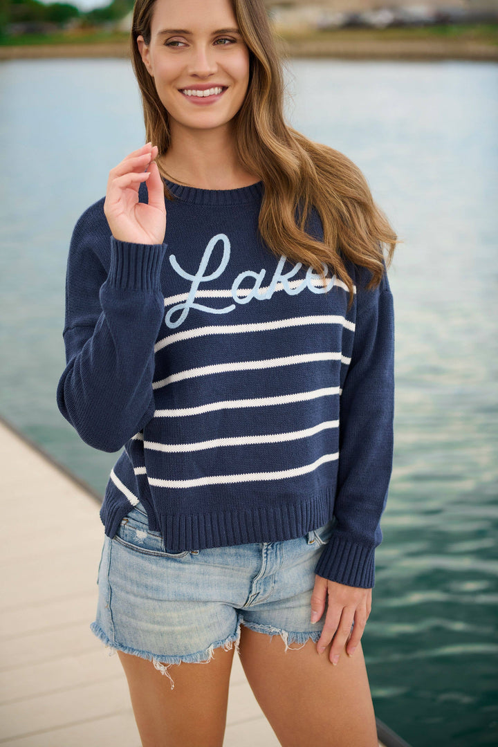 NAVY "LAKE" RELAXED FIT SWEATER