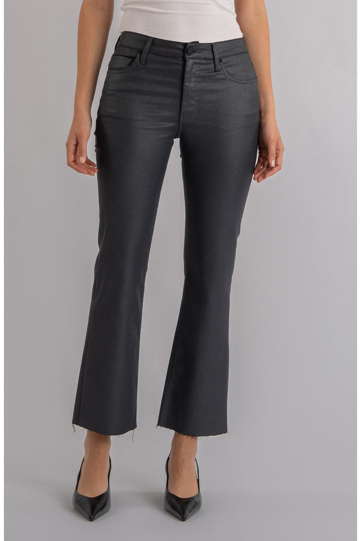 KELSEY SILVER BELL COATED KICK FLARE JEANS