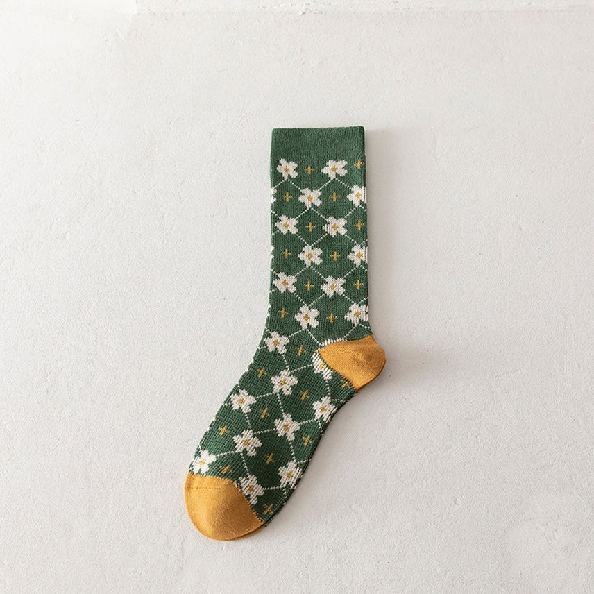 GREEN & GOLD DAISY ARGYLE SOCKS
