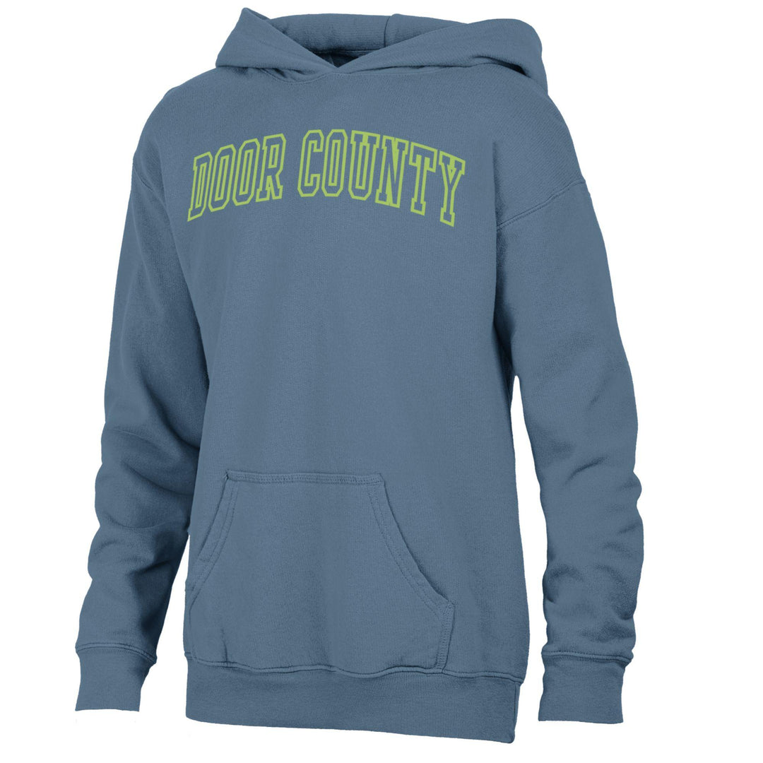 YOUTH DEEP FORTE BLUE DOOR COUNTY STENCIL HOODIE SWEATSHIRT