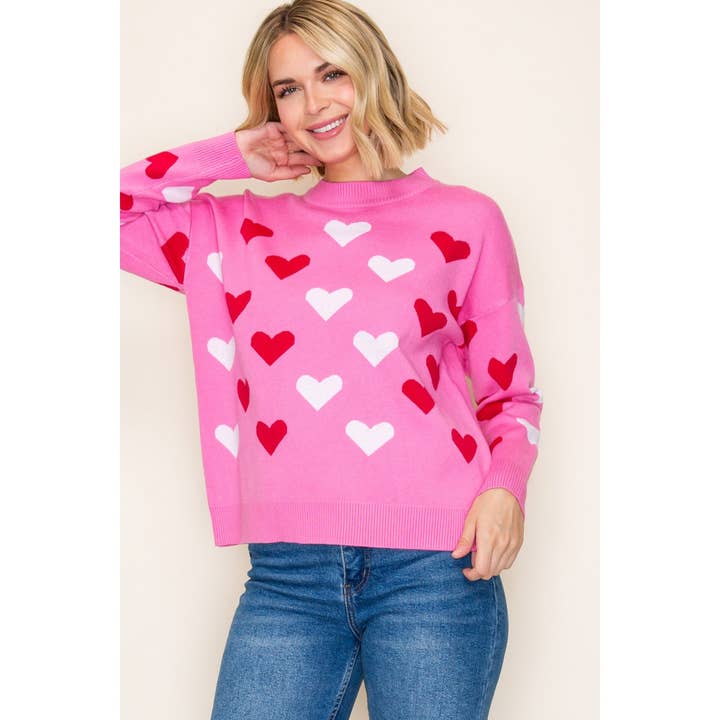 PINK FOLLOW YOUR HEART CREWNECK SWEATER