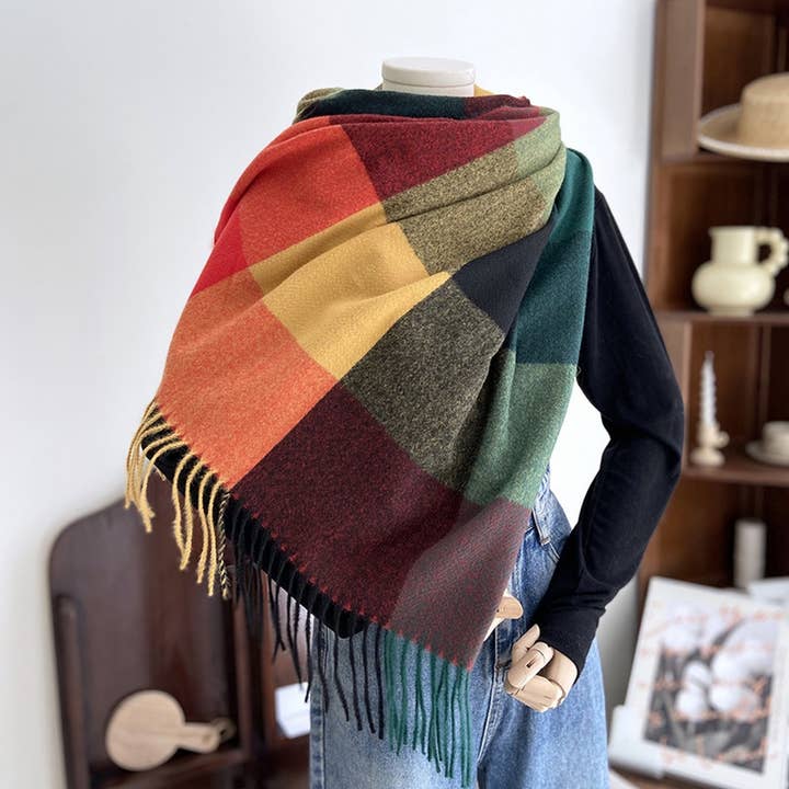 EVERGREEN MULTI CHECK COZY SCARF
