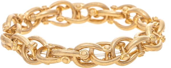 Gold Stirrup Link Stretch Bracelet