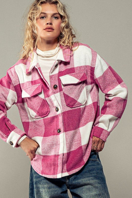 FOREVER FUCHSIA PLAID SHACKET
