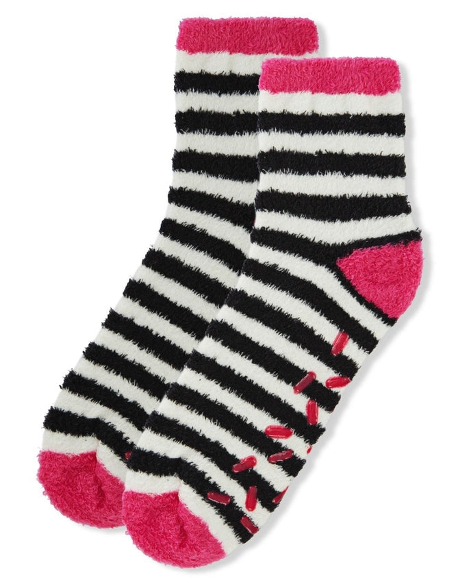 FUCHSIA STRIPE FUZZY ALOE INFUSED SOCKS
