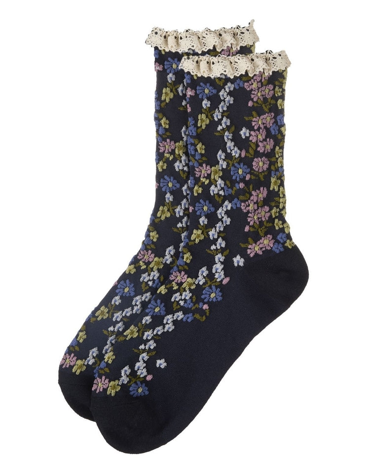 BLACK LIBERTY FLORAL LACE SOCKS