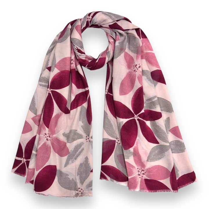 Pink Ash Tree Leaves Print Medium Weight Scarf