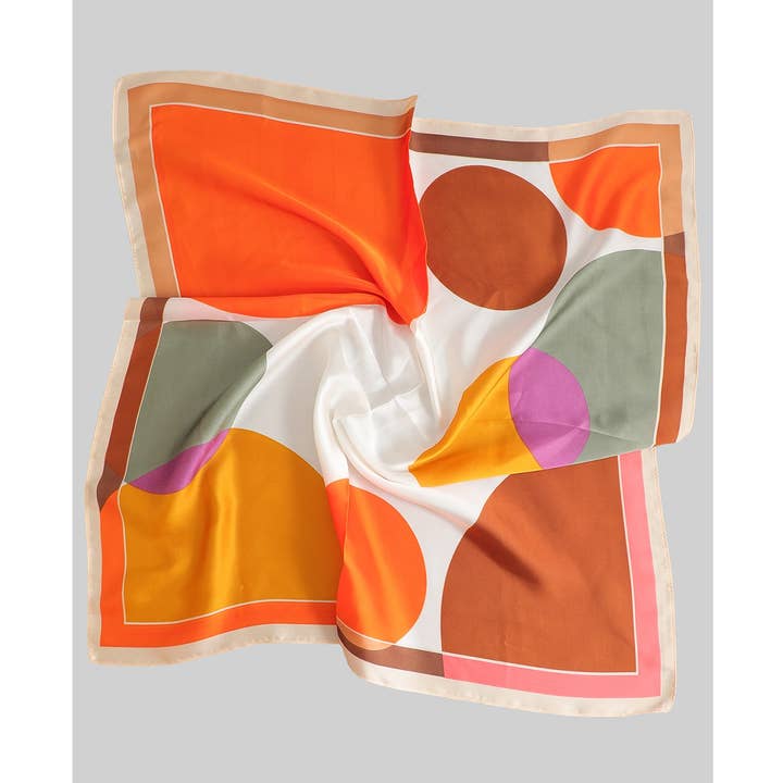 ORANGE ART DECO SMALL SQUARE SCARF