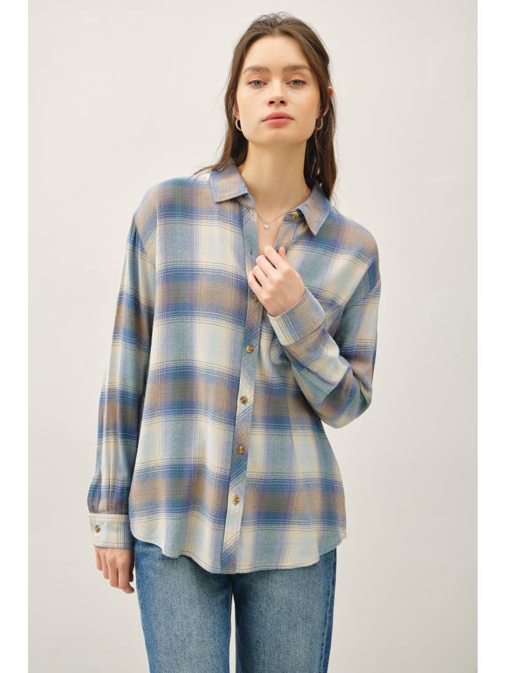 VINTAGE BLUE PLAID SHIRT
