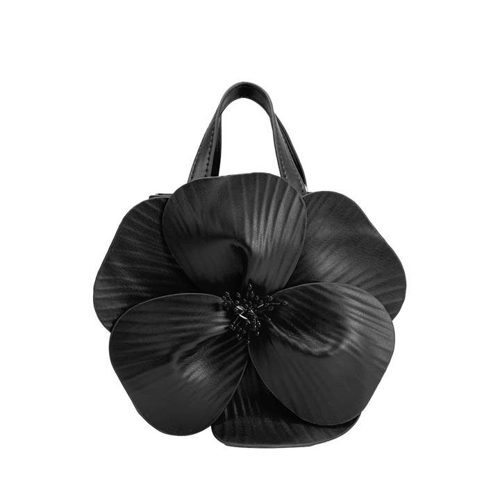 MONROE BLACK FLOWER TOP HANDBAG