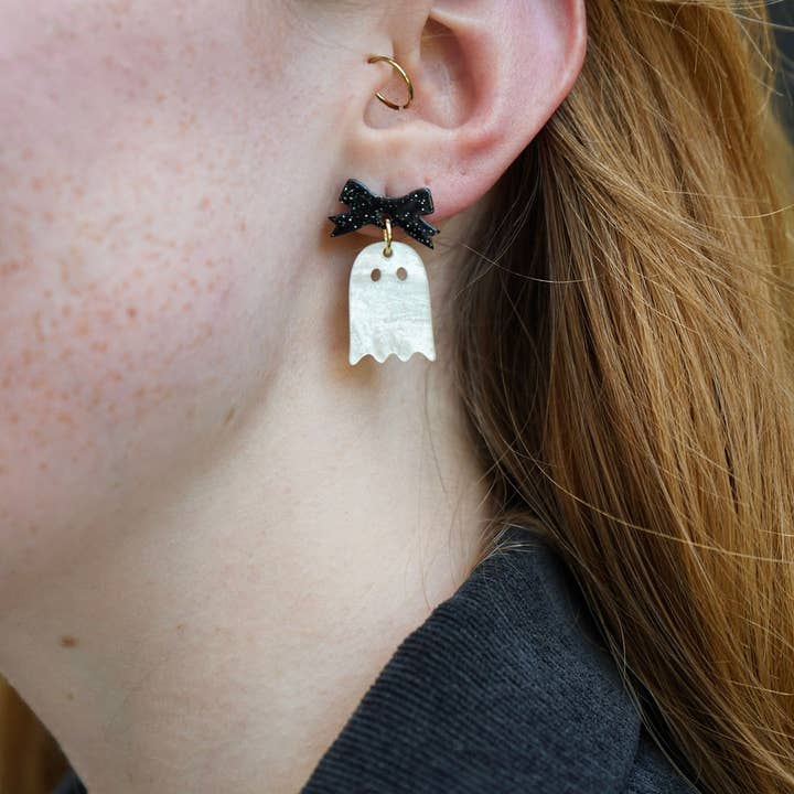MINI BOW GHOST POST EARRINGS
