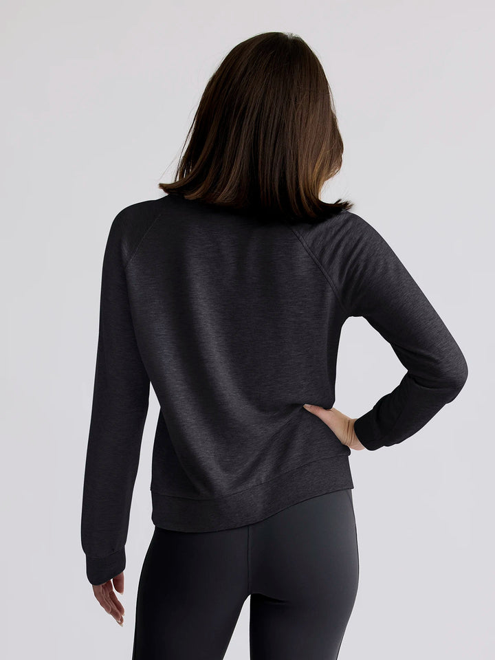 HEATHER BLACK LIGHTWEIGHT FLEECE CREW
