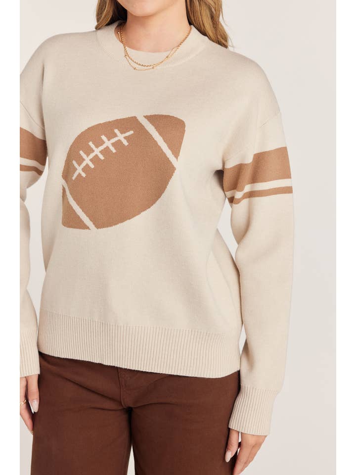 CREAM FOOTBALL CREW SWEATER
