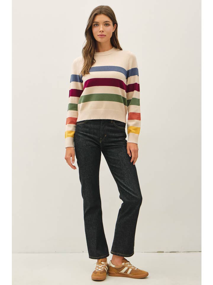 SKYE MULTI STRIPE BOXY SWEATER