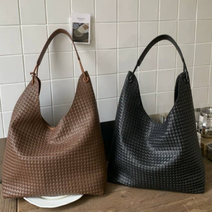 PIPPA BROWN WOVEN SLOUCHY SHOULDER BAG
