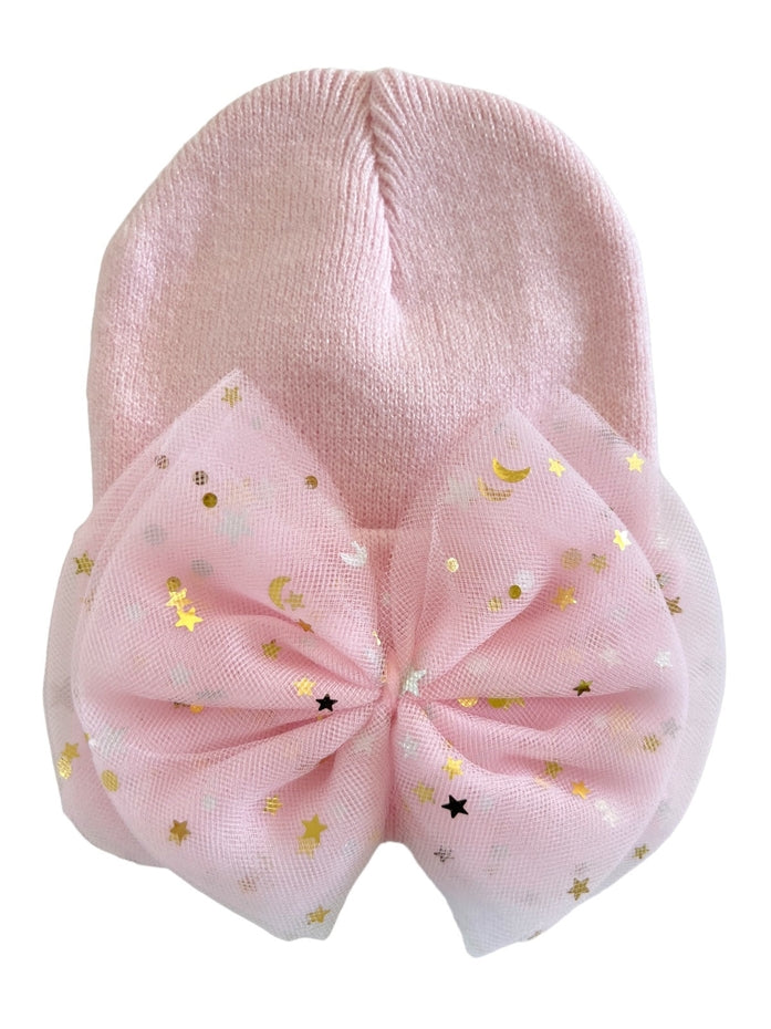 PETAL PINK STAR TULLE BOW INFANT HAT
