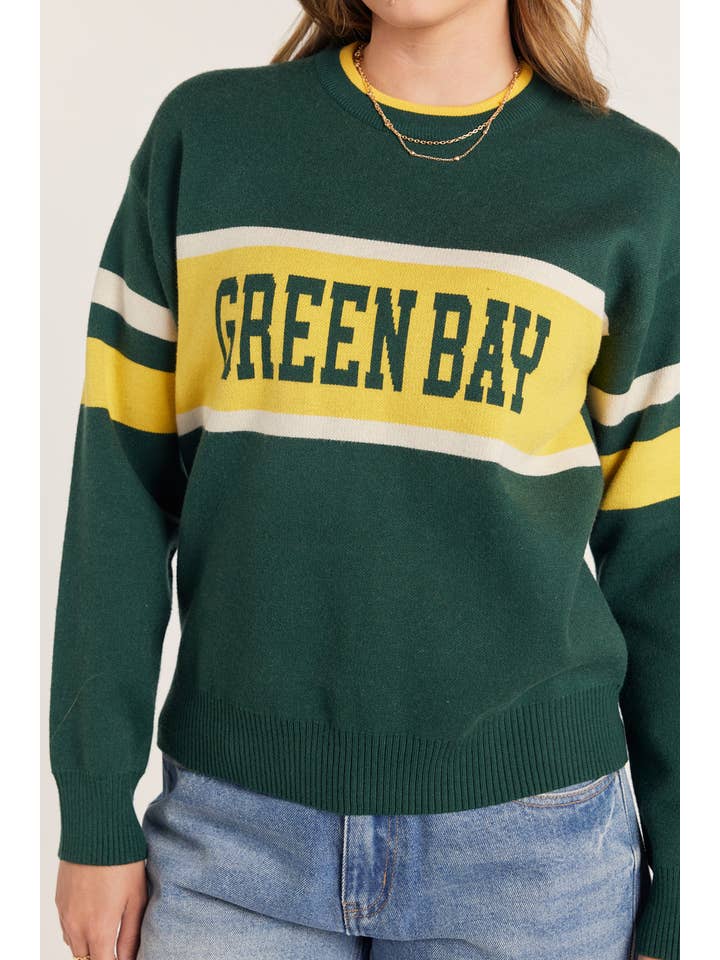 GREEN BAY COLOR BLOCK STRIPE SWEATER