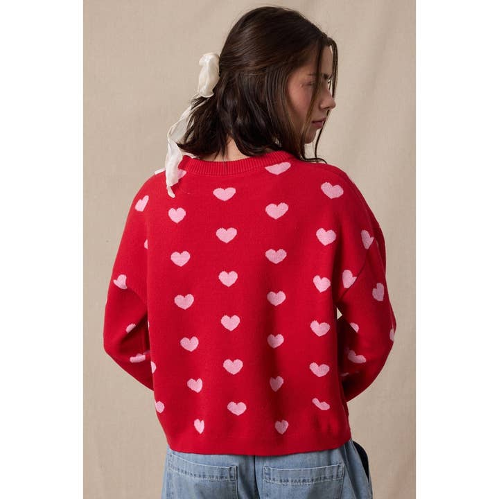 RED ADORE HEART SWEATER