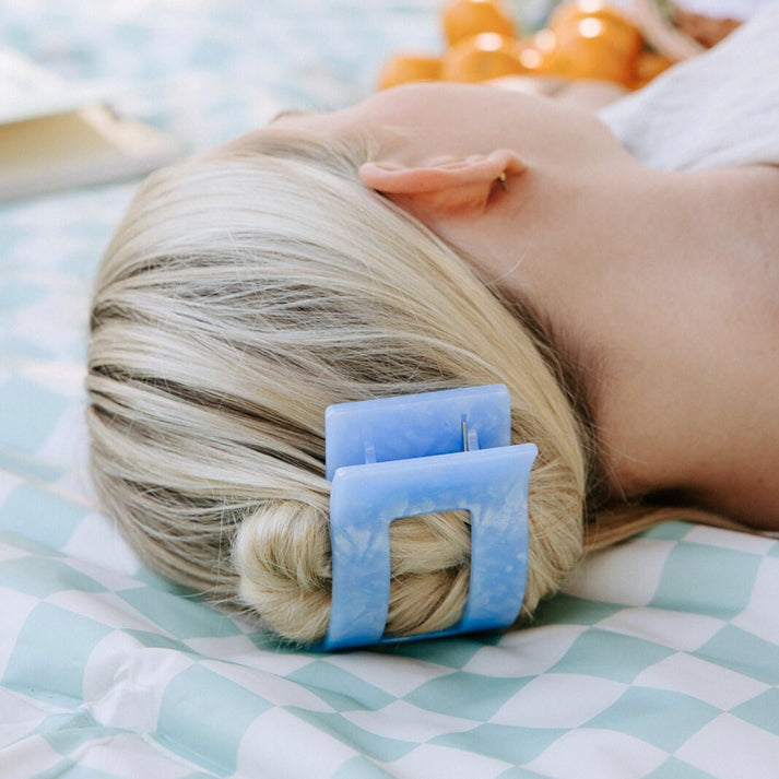 BLUE LAGOON LARGE FLAT RECTANGLE HAIR CLIP