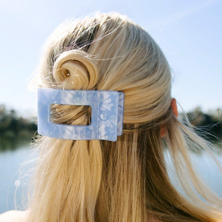 BLUE LAGOON MEDIUM FLAT RECTANGLE HAIR CLIP
