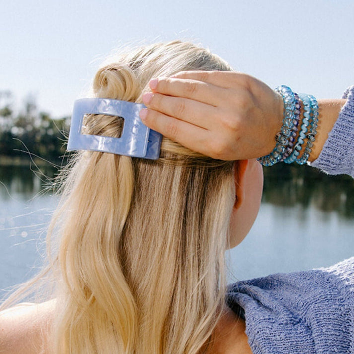 BLUE LAGOON SMALL FLAT RECTANGLE HAIR CLIP

