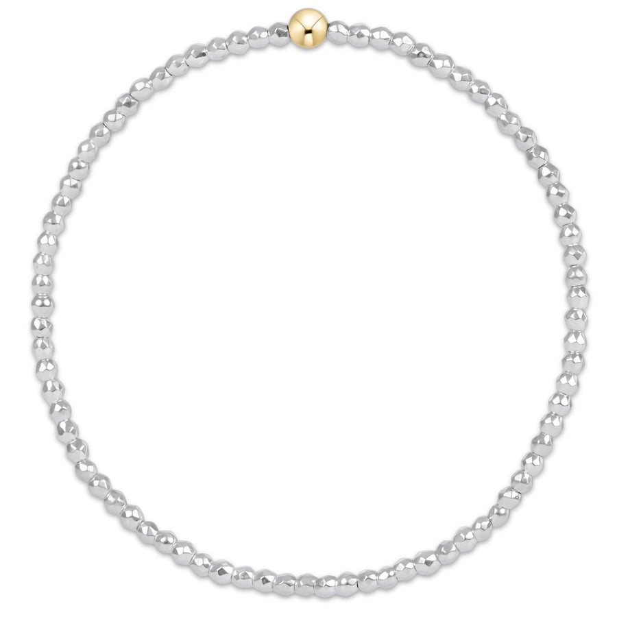 EXTENDS - BRIGHT SILVER FACETED HEMATITE 2MM BEAD BRACELET
