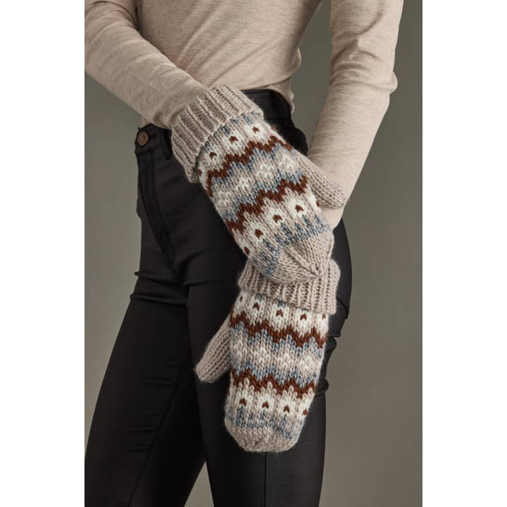 GREIGE, BROWN & WINTER WHITE MITTENS
