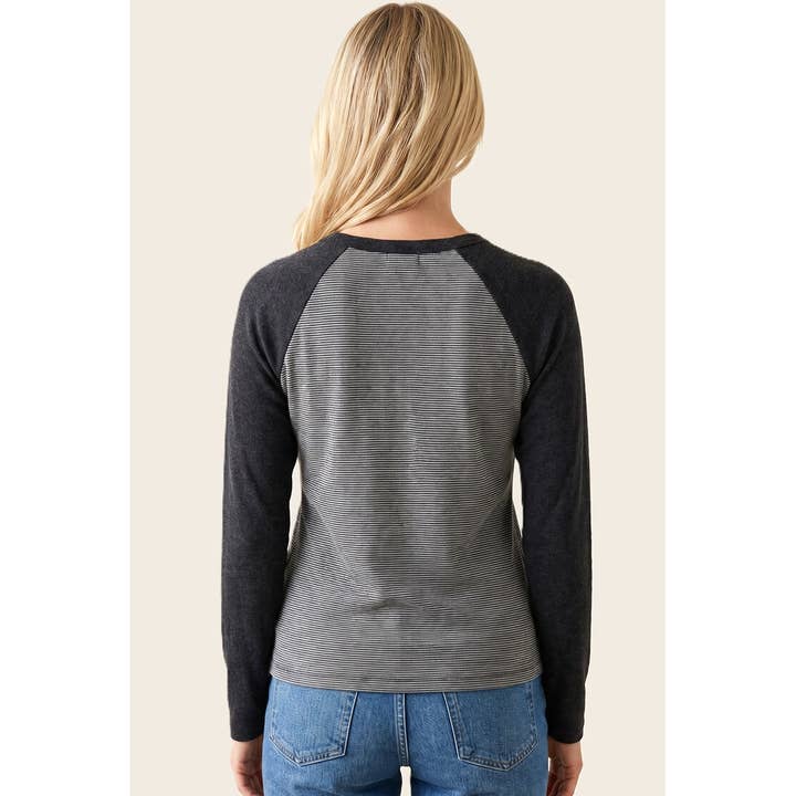 CHARCOAL PINSTRIPE COLOR BLOCK TOP