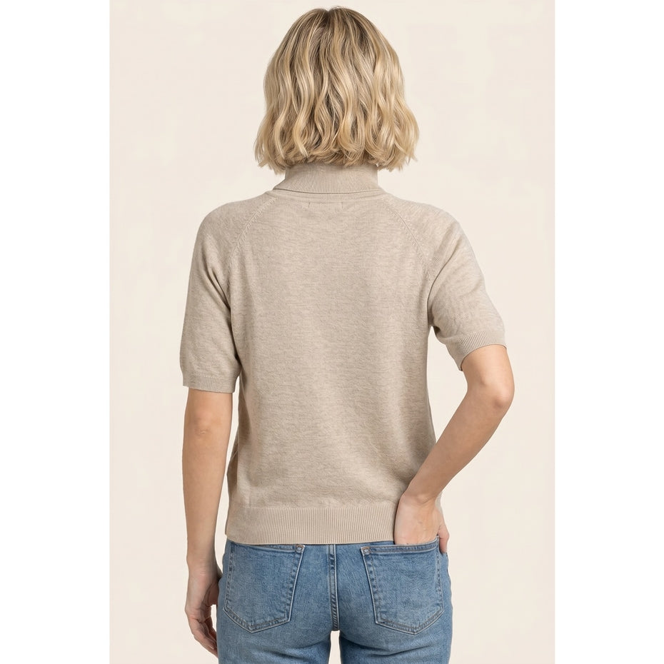 OATMEAL SHORT SLEEVE TURTLENECK