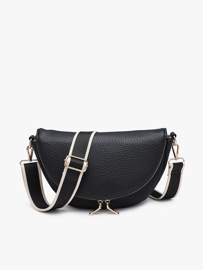 ALESSANDRA BLACK FOLDOVER CROSSBODY BAG