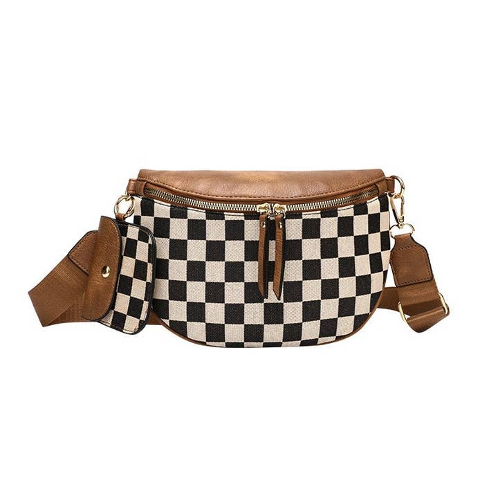 HAILEY BLACK & WHITE CHECKERED CROSSBODY SLING BAG