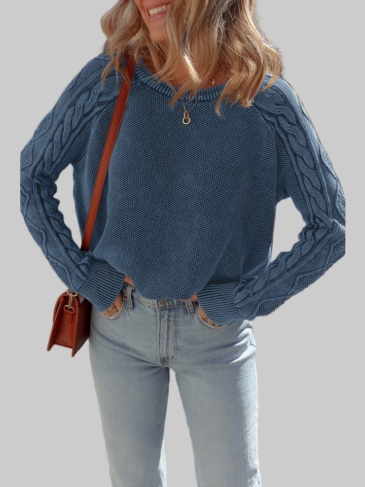 MOXI INDIGO TWIST CABLE SWEATER