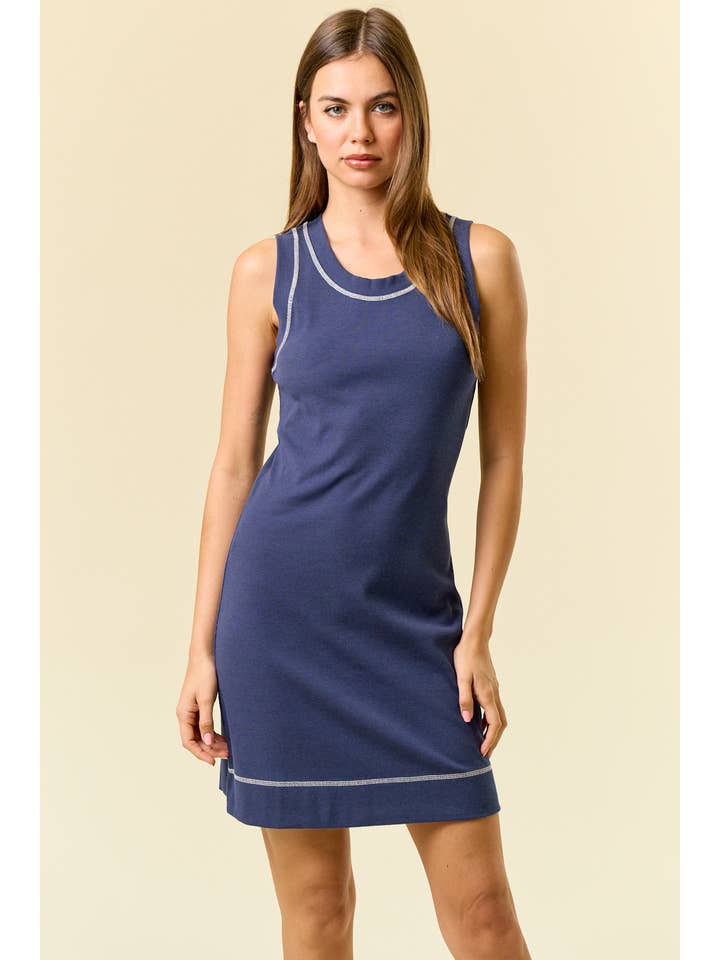 NAVY HARBOR CLUB TANK DRESS