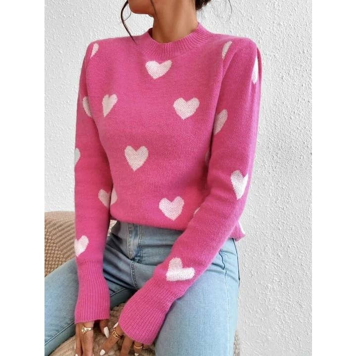 ONE LOVE ALL OVER HEART SWEATER
