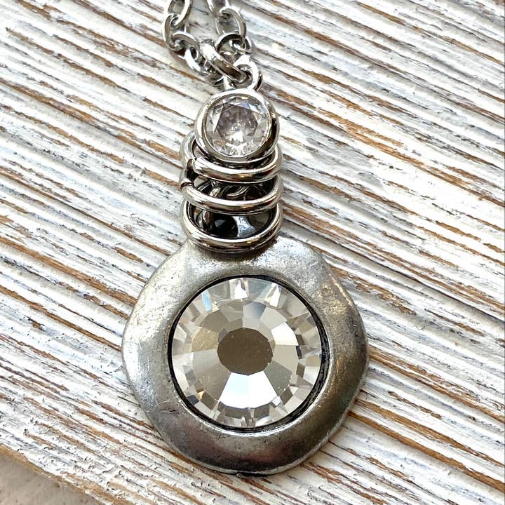SILVER DOUBLE SWAROVSKI CRYSTAL NECKLACE