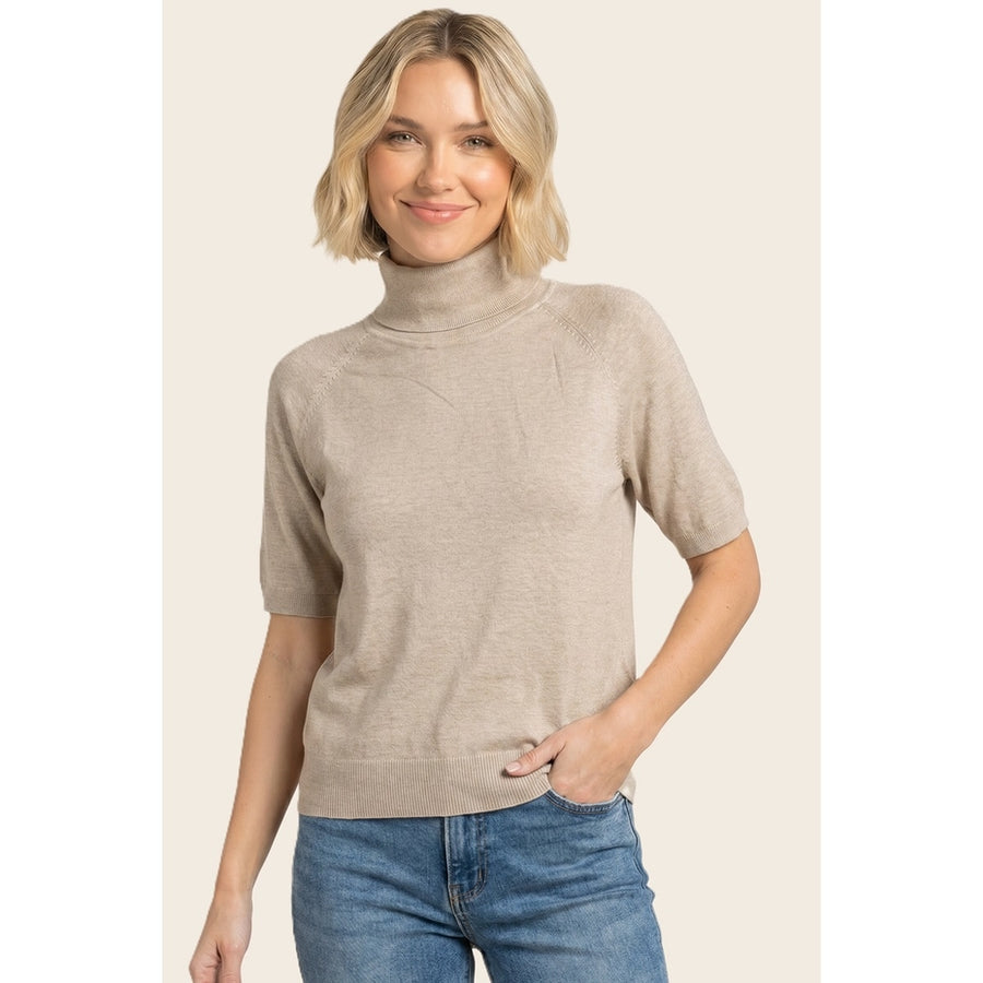 OATMEAL SHORT SLEEVE TURTLENECK

