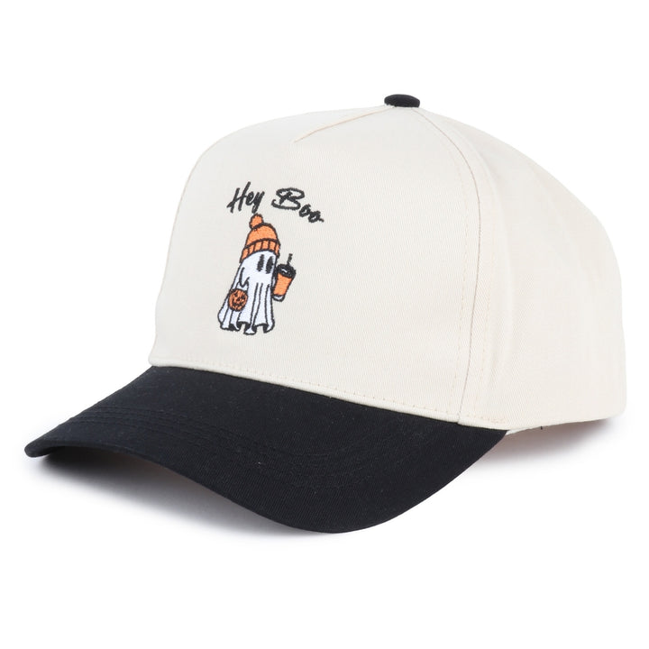 HEY BOO GHOST EMBROIDERD BASEBALL HAT