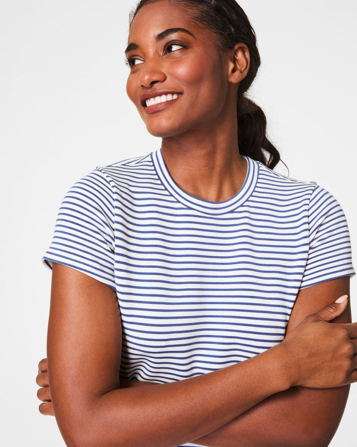 SPANX FADED INDIGO STRIPE AIRESSENTIALS MAXI DRESS