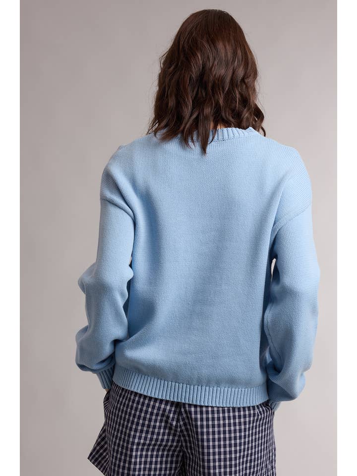 SKY BLUE SHEEP TRIO CREWNECK SWEATER