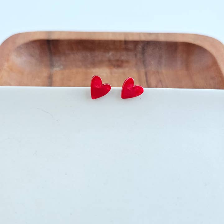 RED HEART POST EARRINGS