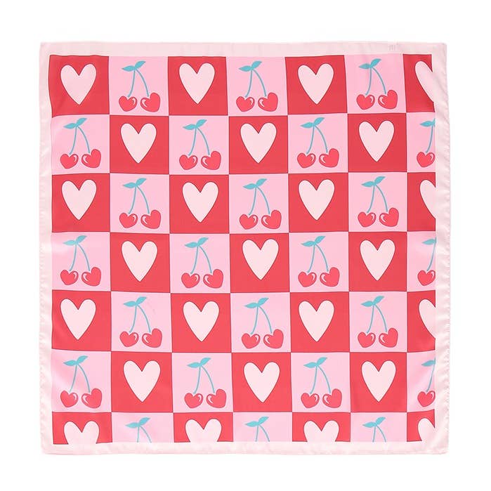 CHERRY HEART SMALL SQUARE SCARF