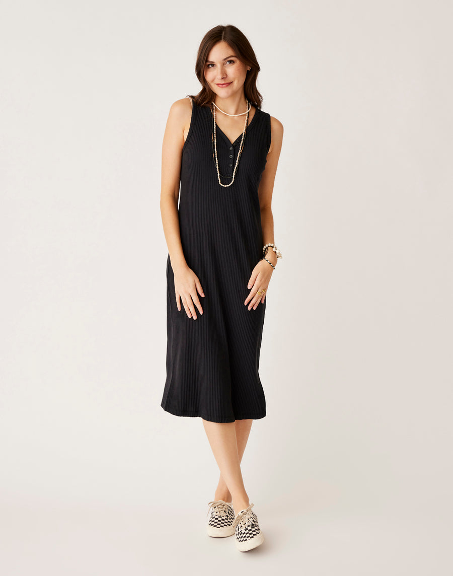 ELODIE BLACK RIB DRESS