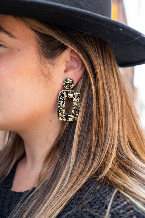 MARGOT BLACK & GOLD FLAKE EARRINGS