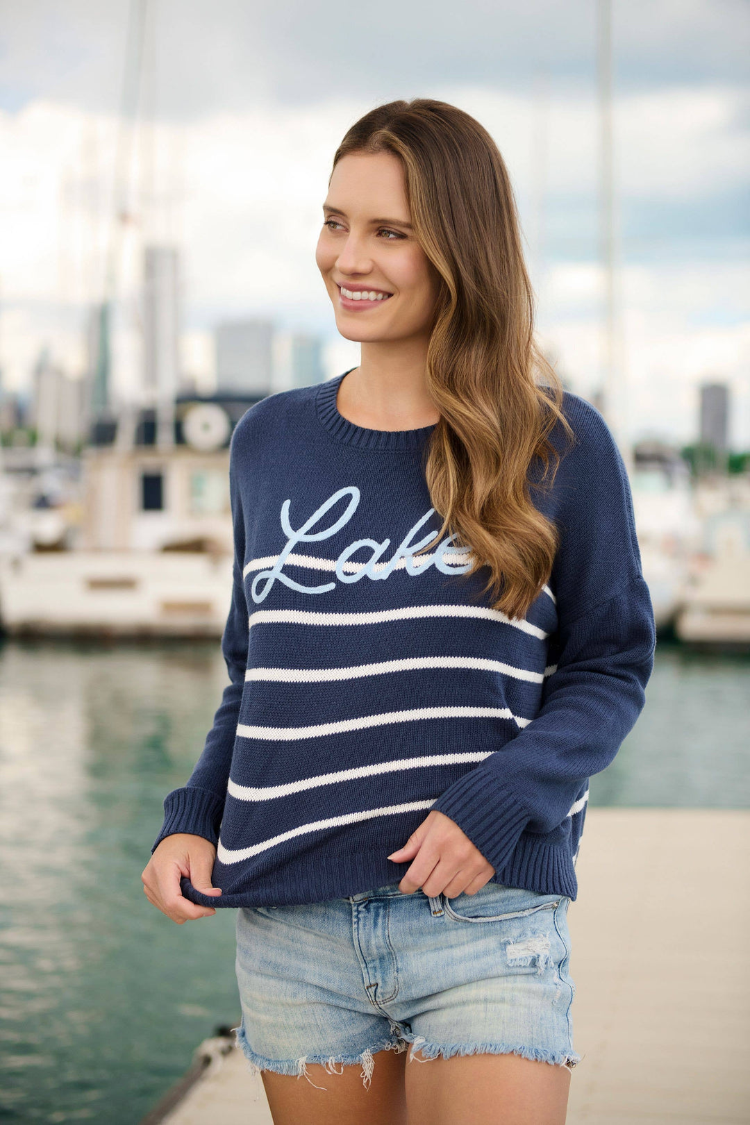 NAVY "LAKE" RELAXED FIT SWEATER