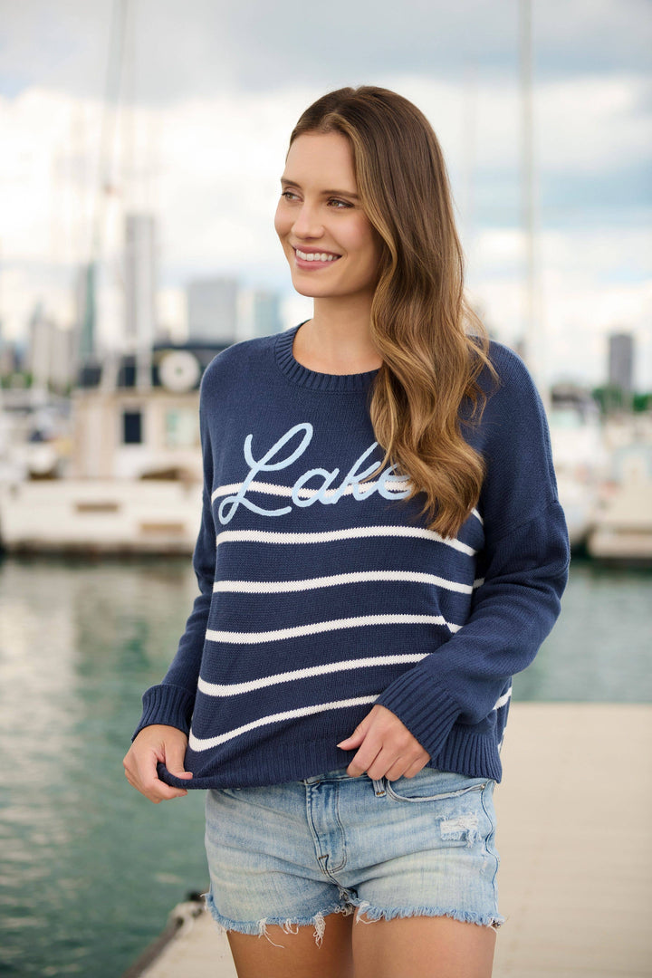 NAVY "LAKE" RELAXED FIT SWEATER