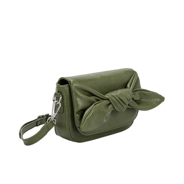 FAYE OLIVE KNOTTED BOW CROSSBODY CLUTCH
